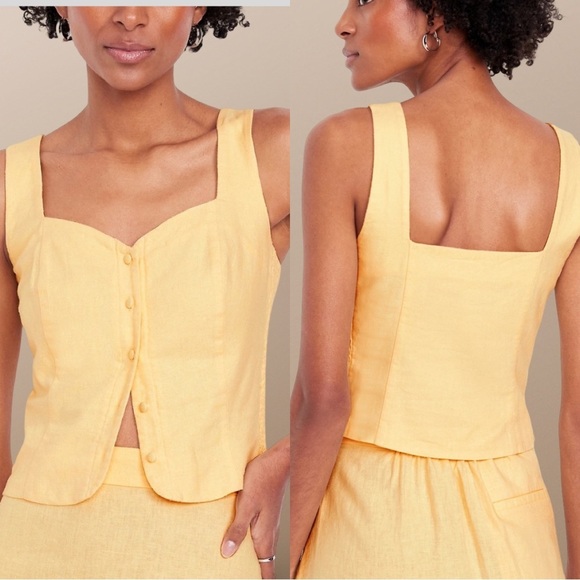 NWTS💓GAP OLD NAVY XL💓SWEET BUTTER LINEN FITTED TOP MATCHING LINEN A LINE SKIRT - Picture 2 of 15